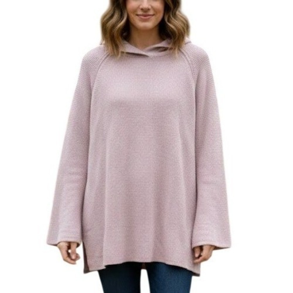 Chaps Waffle Knit Pullover Hoodie Sweater Women Large Dusty Rose